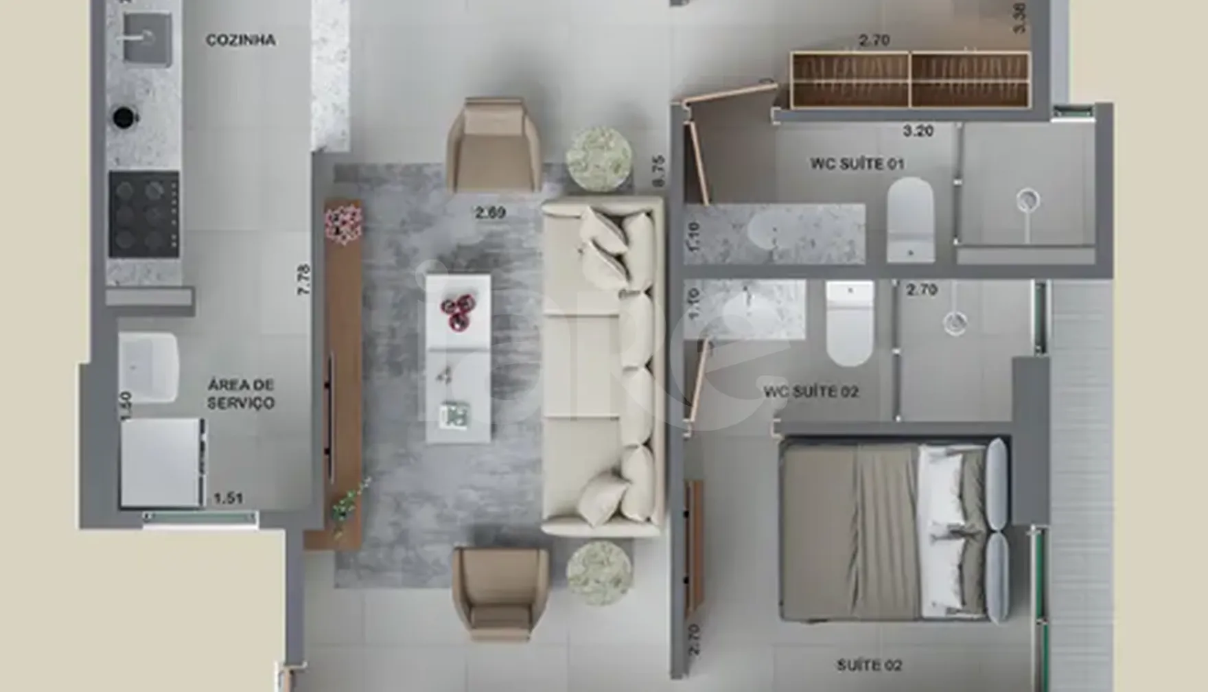 Planta — Apartamento 87,13 m²