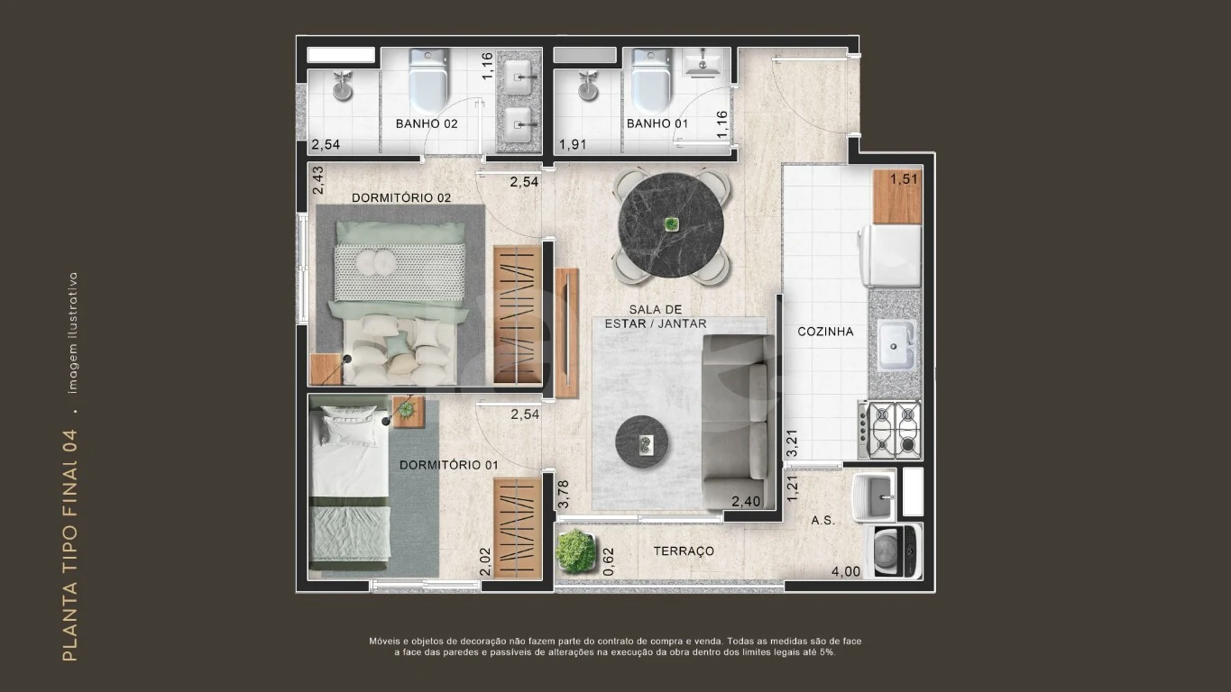 Planta — Apartamento 40,32 m²