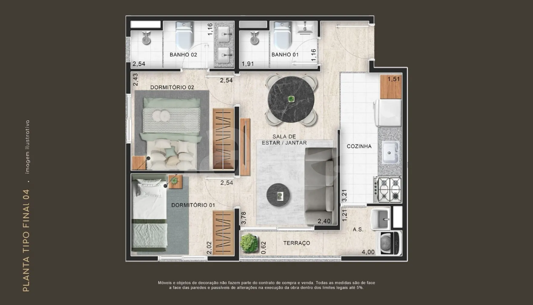 Planta — Apartamento 40,32 m²
