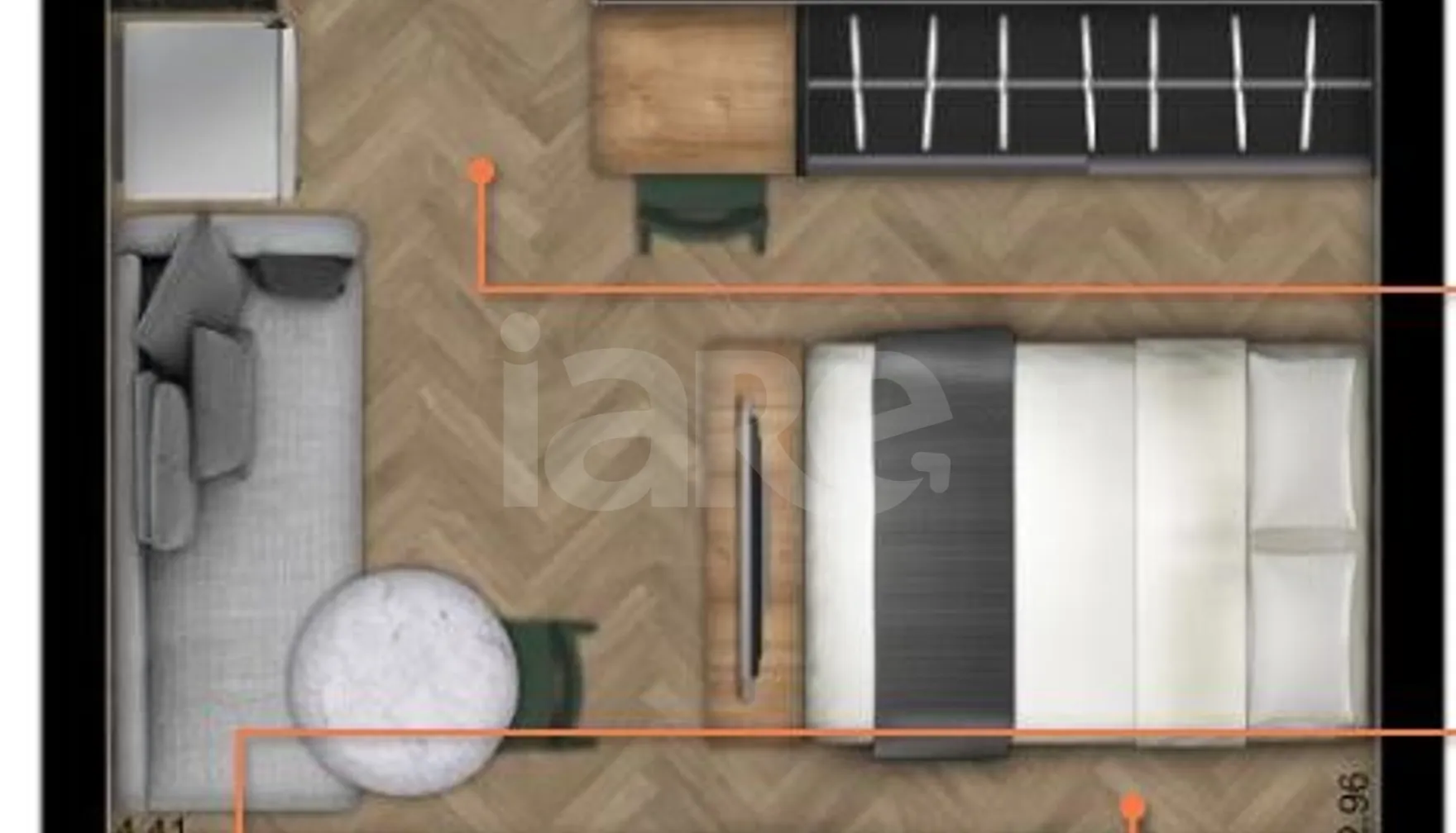 Planta — Studio 24,42 m²