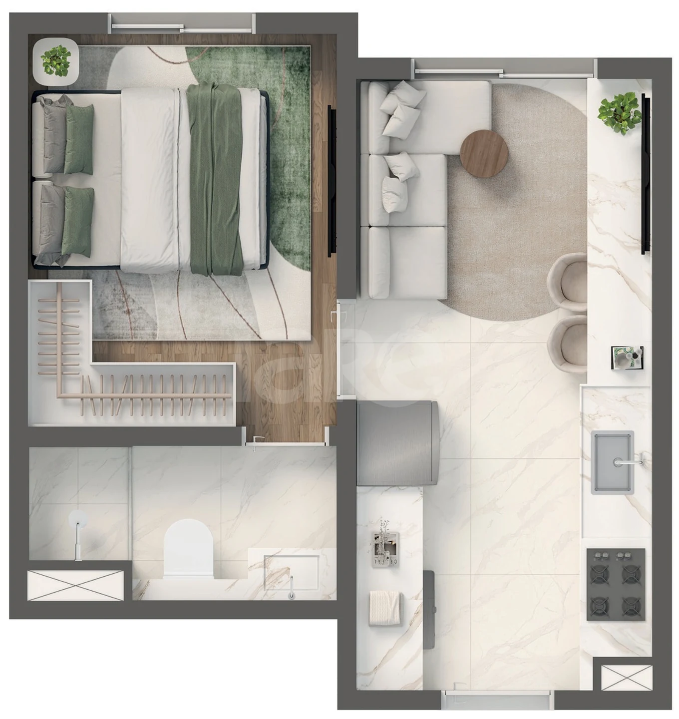 Planta — Apartamento 24,49 m²