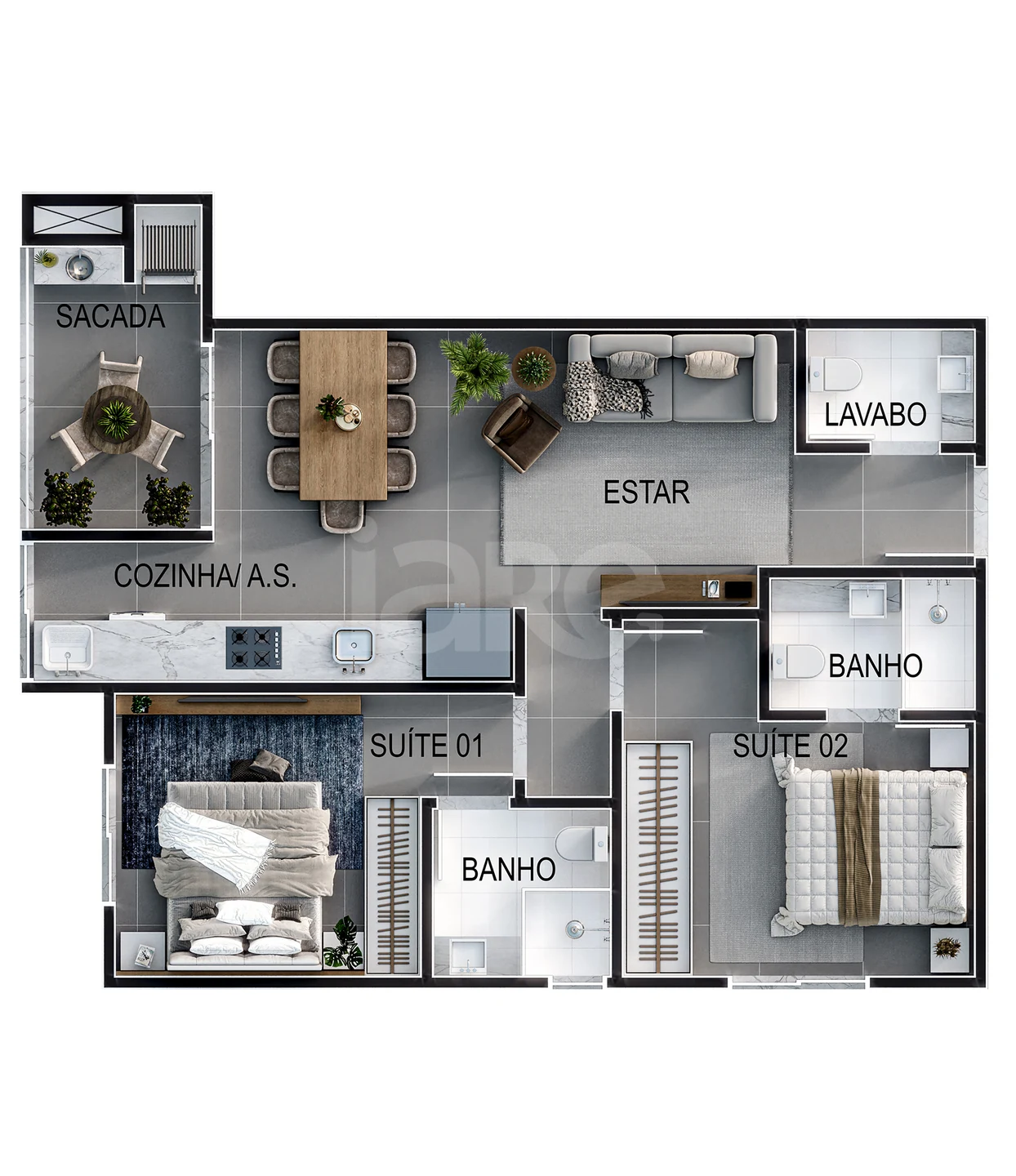 Planta — Apartamento 75 m²