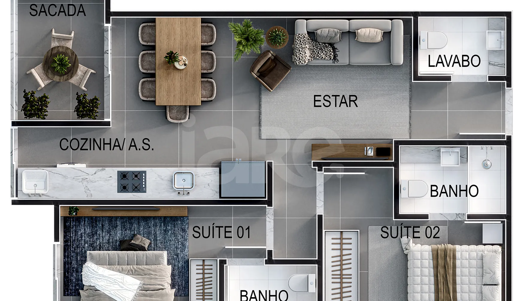Planta — Apartamento 75 m²