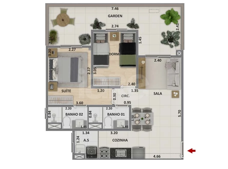 Planta — Garden 64,65 m²