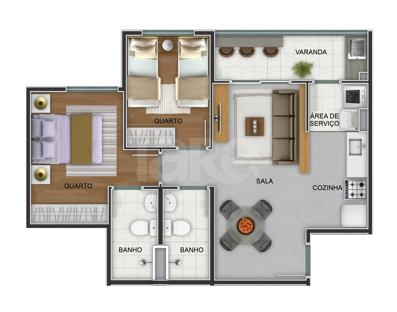 Planta — Apartamento 52,89 m²