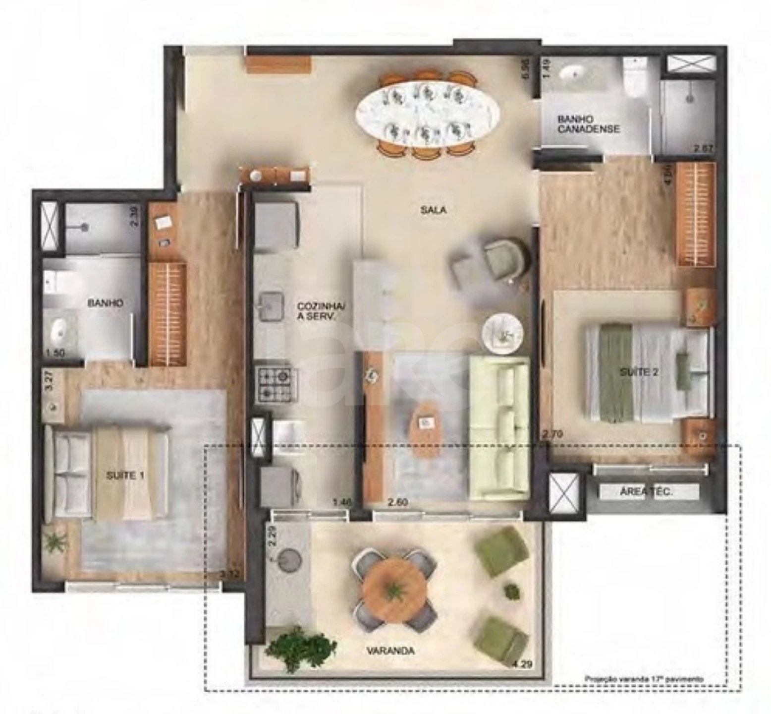 Planta — Apartamento 90,32 m²