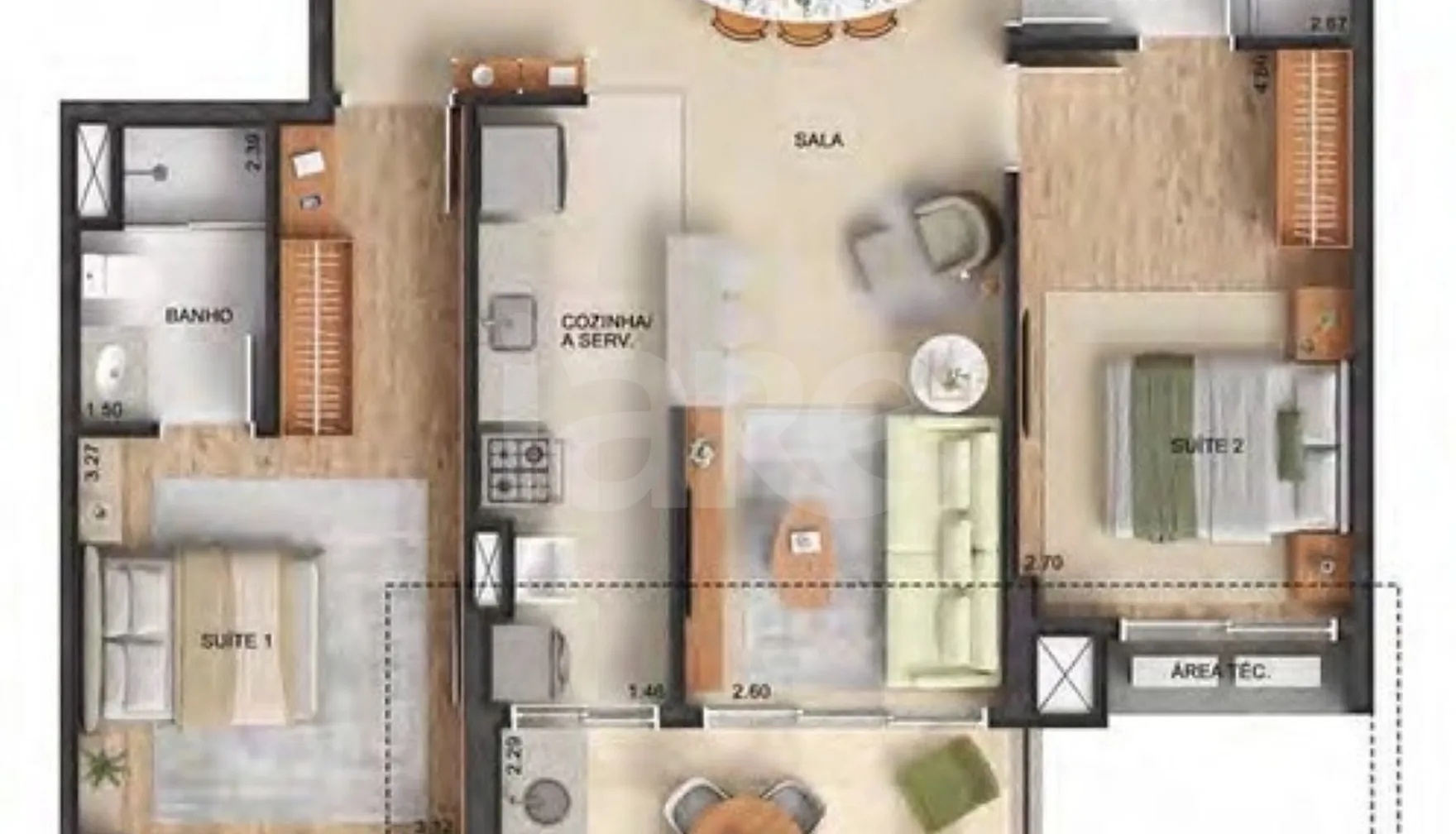 Planta — Apartamento 90,32 m²