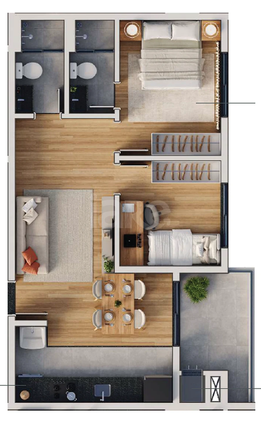 Planta — Apartamento 55,53 m²