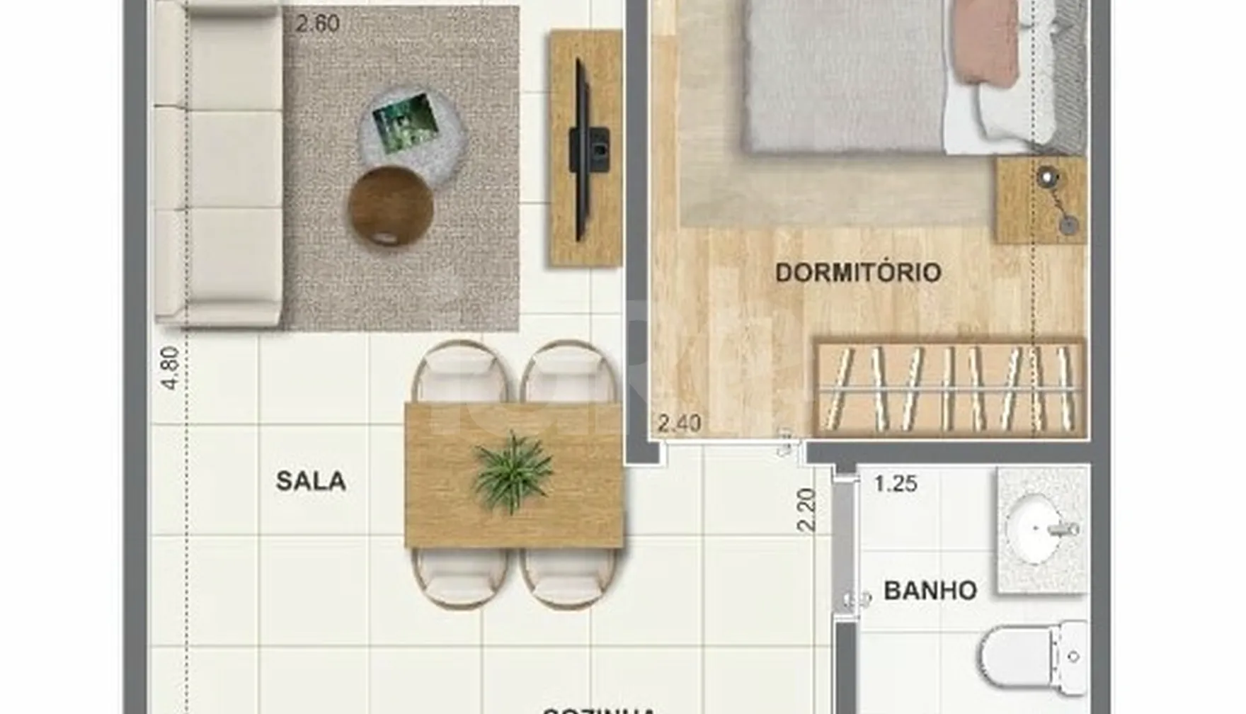 Planta — Apartamento 32,7 m²