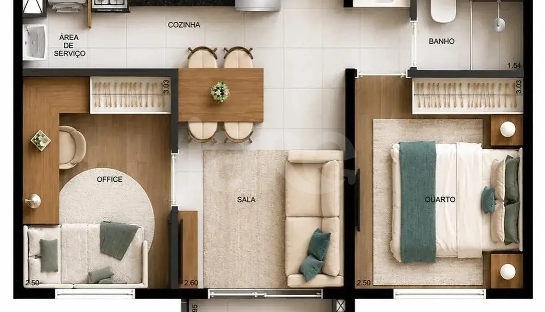 Planta — Apartamento 39,46 m²