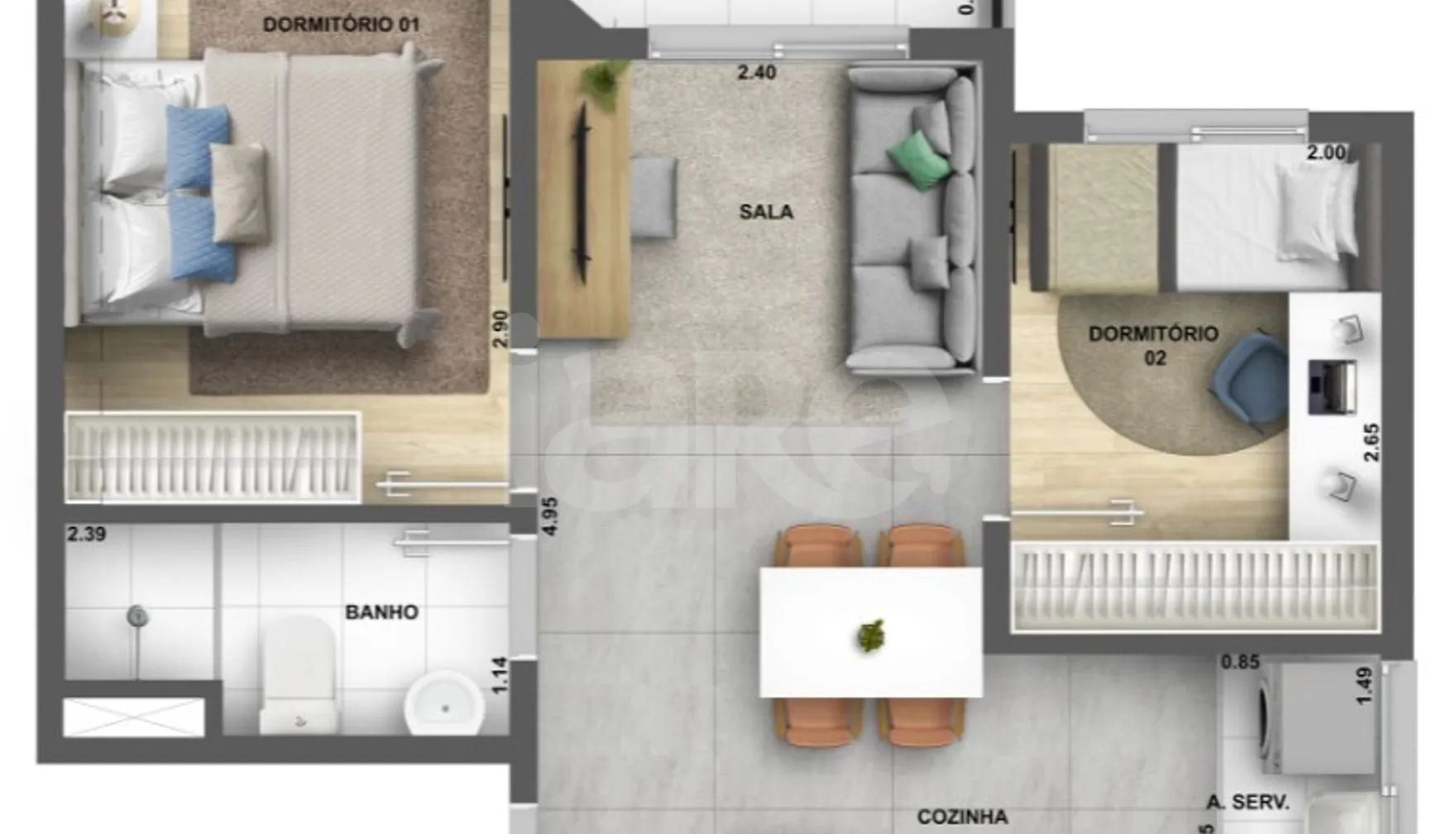 Planta — Apartamento 37,86 m²