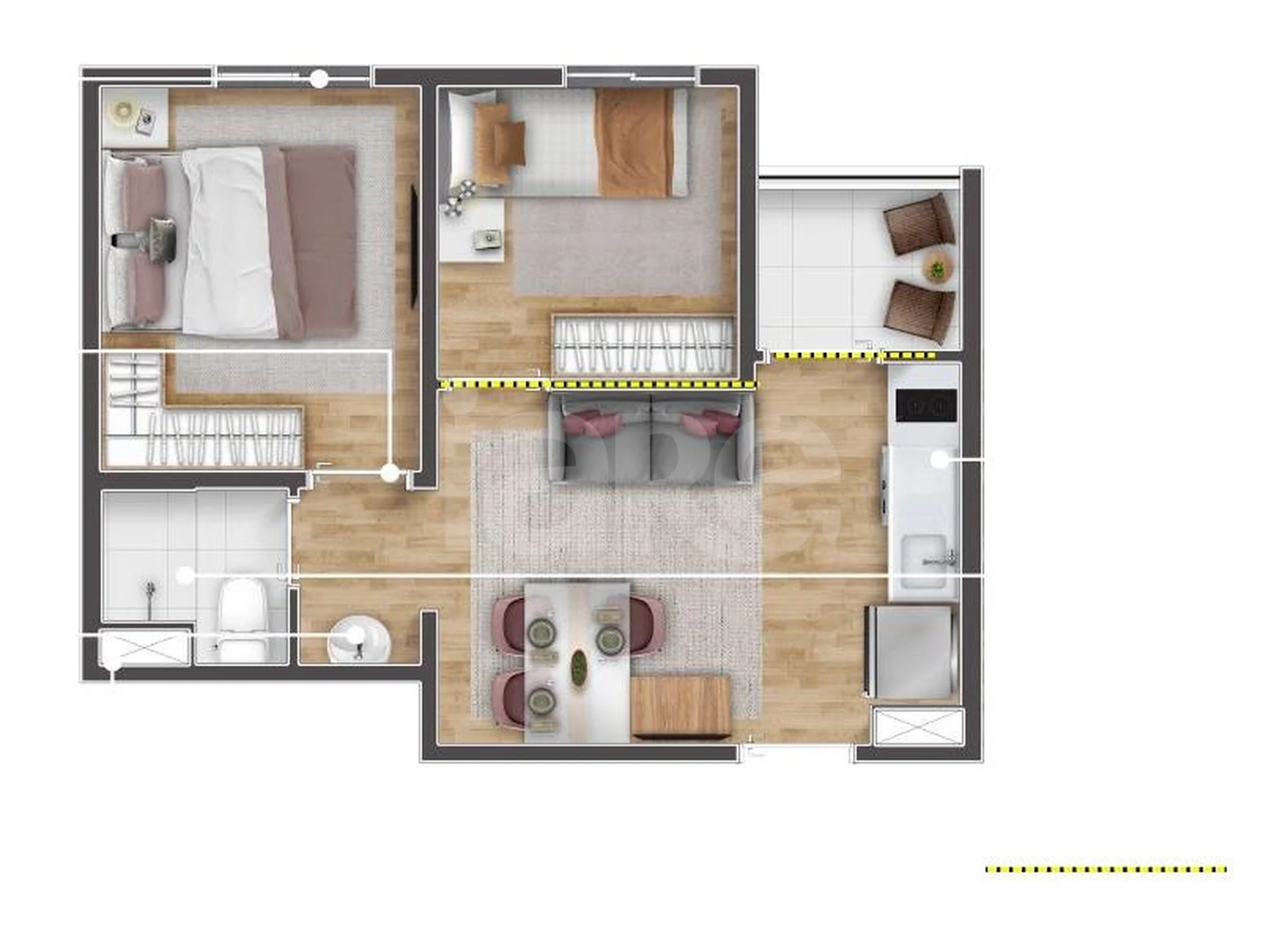 Planta — Apartamento 40,6 m²