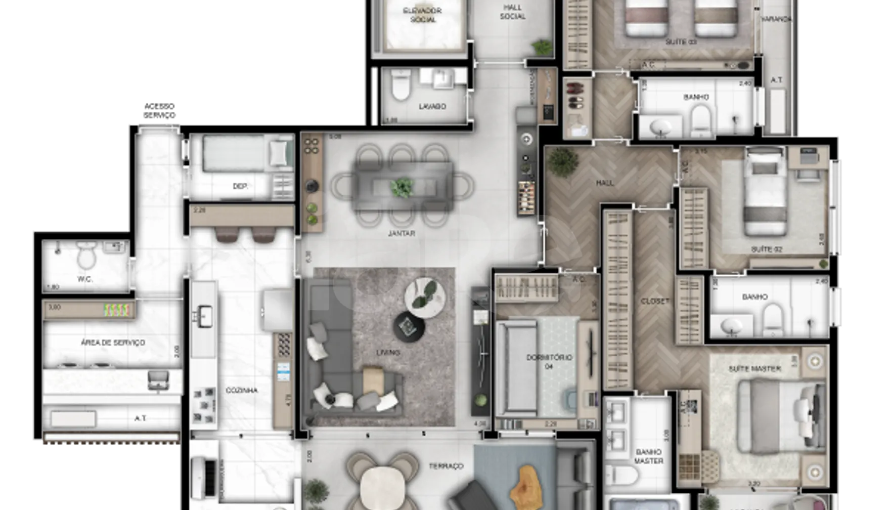 Planta — Apartamento 162,2 m²