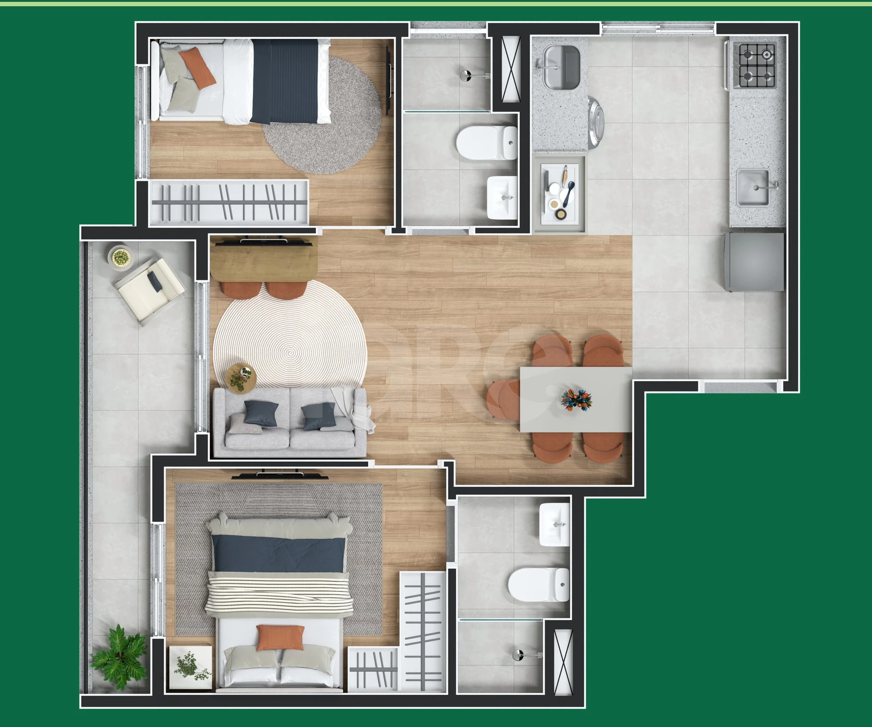 Planta — Apartamento 46,91 m²