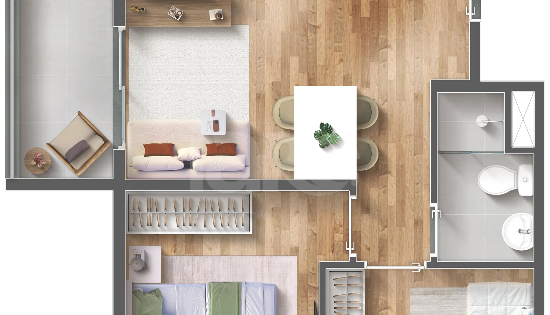 Planta — Apartamento 44,15 m²