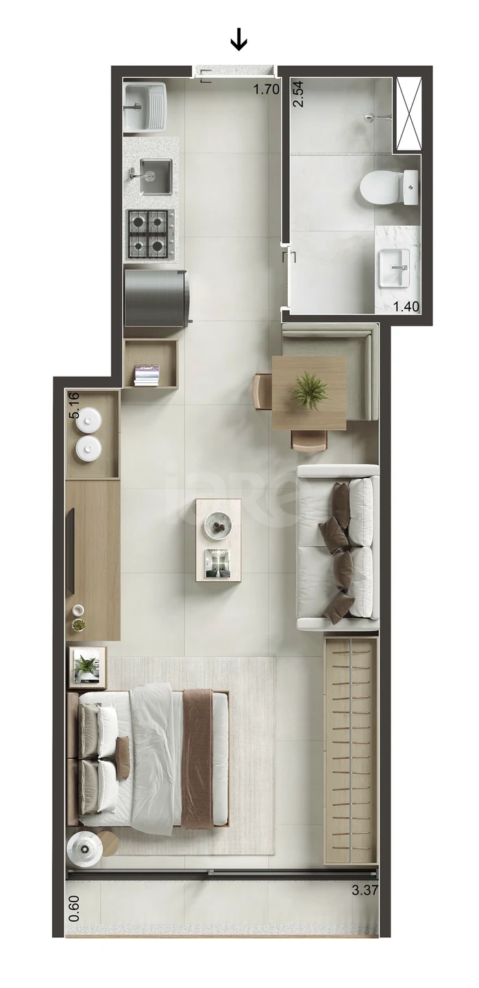 Planta — Studio 34,87 m²