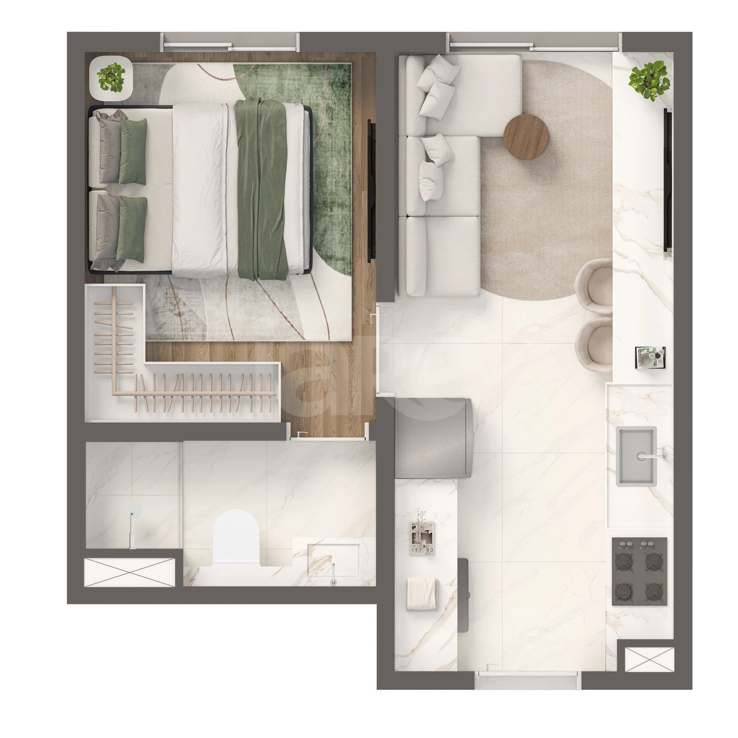 Planta — Apartamento 24,12 m²