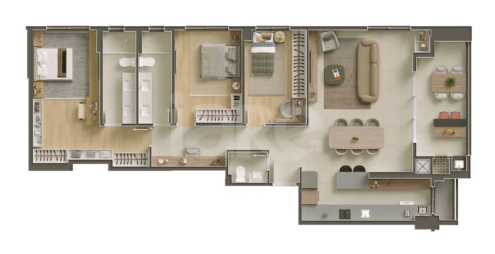 Planta — Apartamento 135,55 m² · 1º pavimento