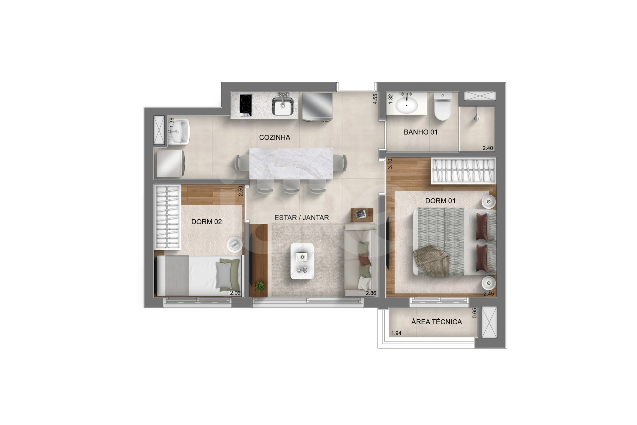 Planta — Apartamento 40,09 m²