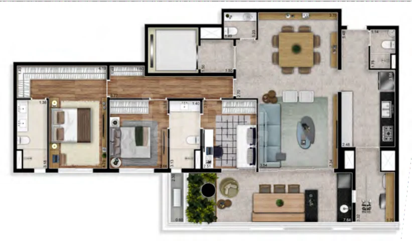 Planta — Apartamento 140,03 m²