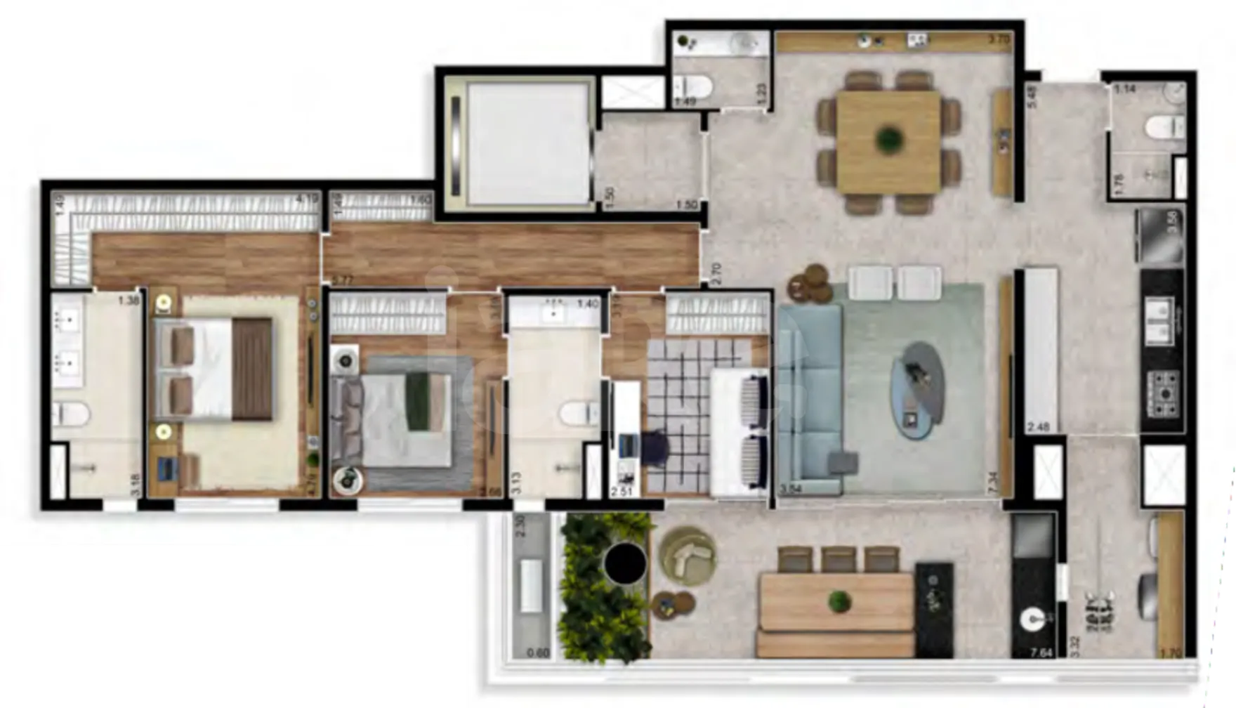 Planta — Apartamento 140,03 m²