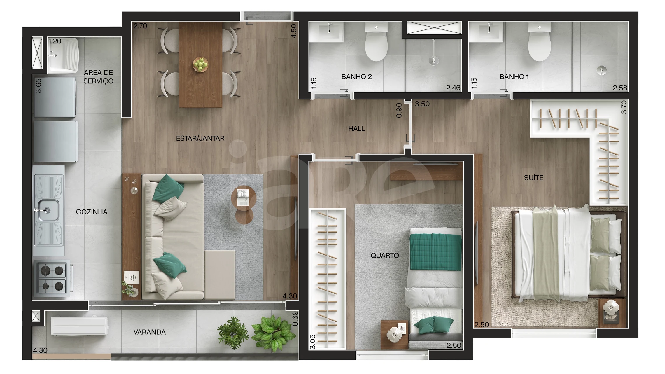 Planta — Apartamento 53,41 m²