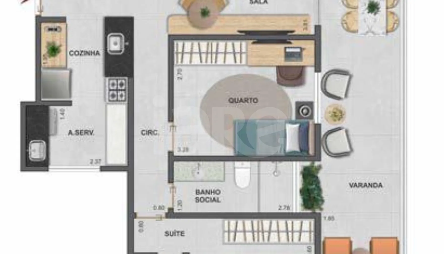 Planta — Cobertura Duplex 165,24 m²