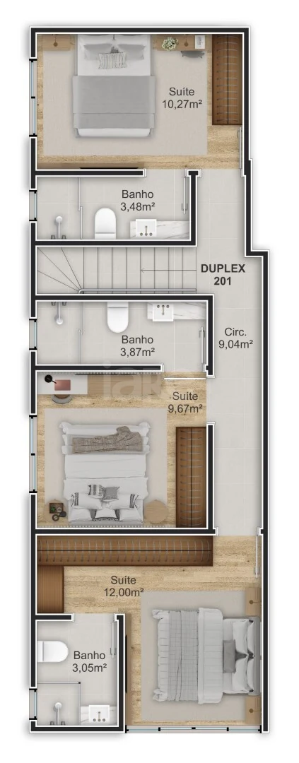 Planta — Cobertura Duplex 110,85 m² · 1º pavimento