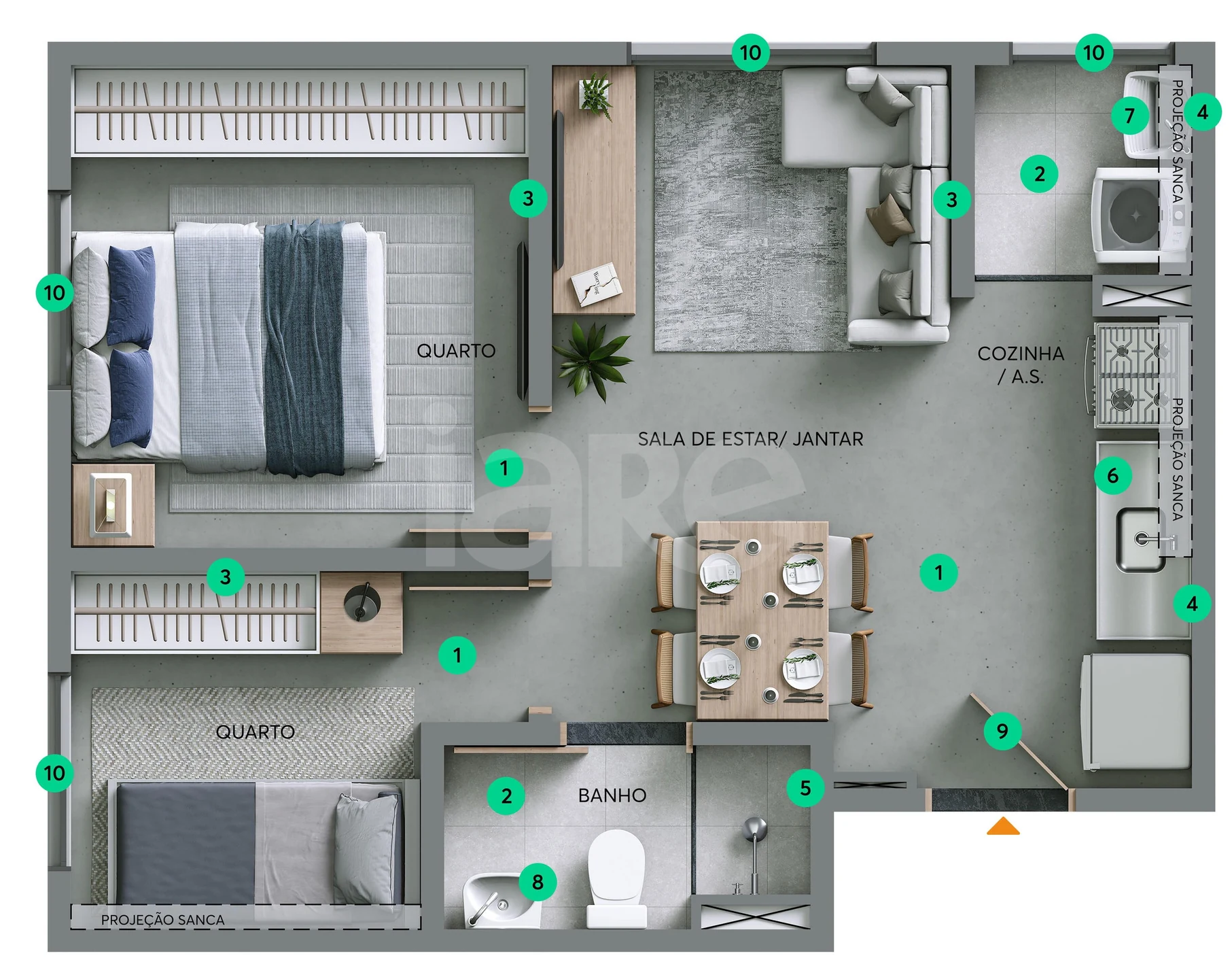 Planta — Apartamento 36,04 m²