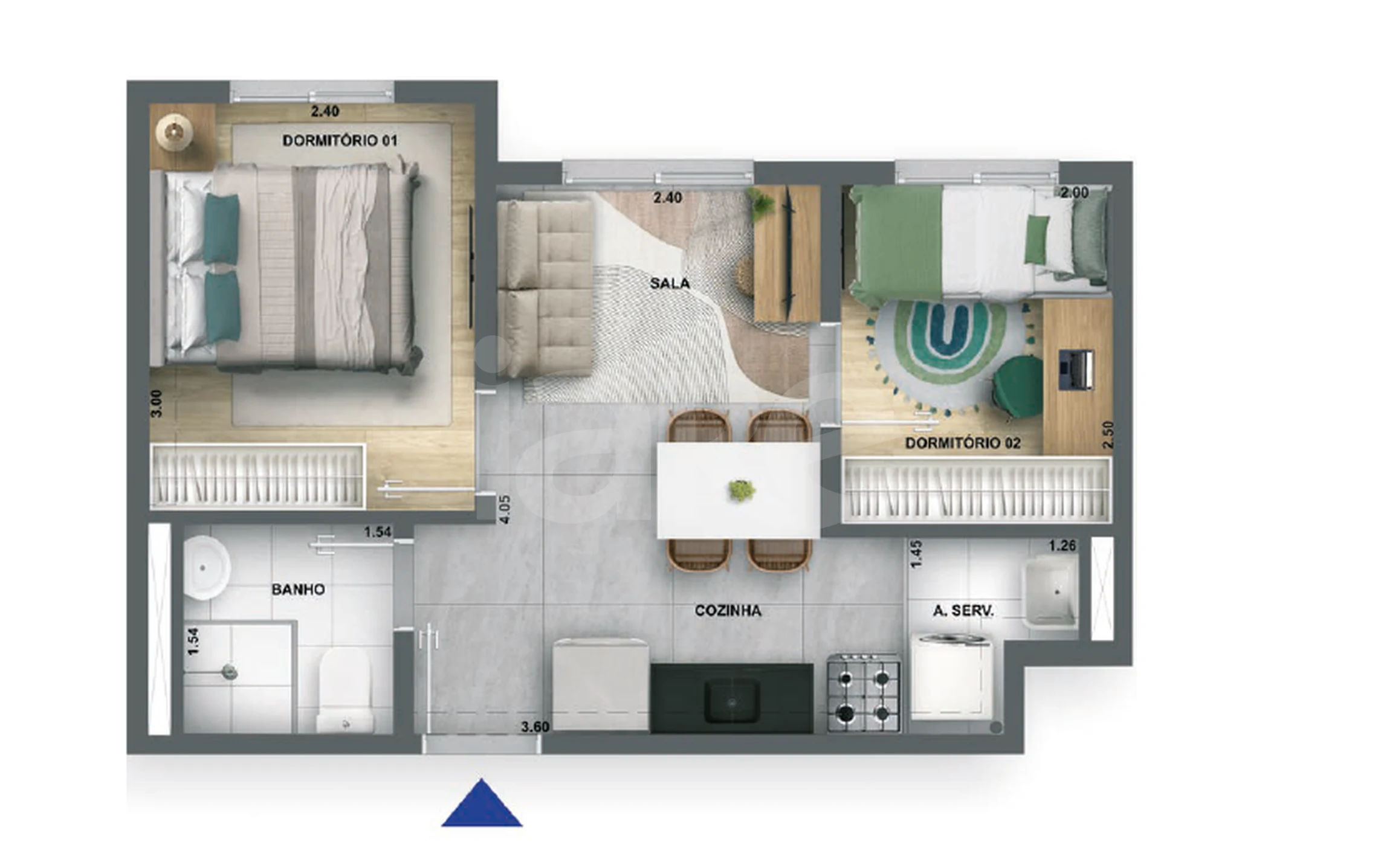 Planta — Apartamento 32 m²
