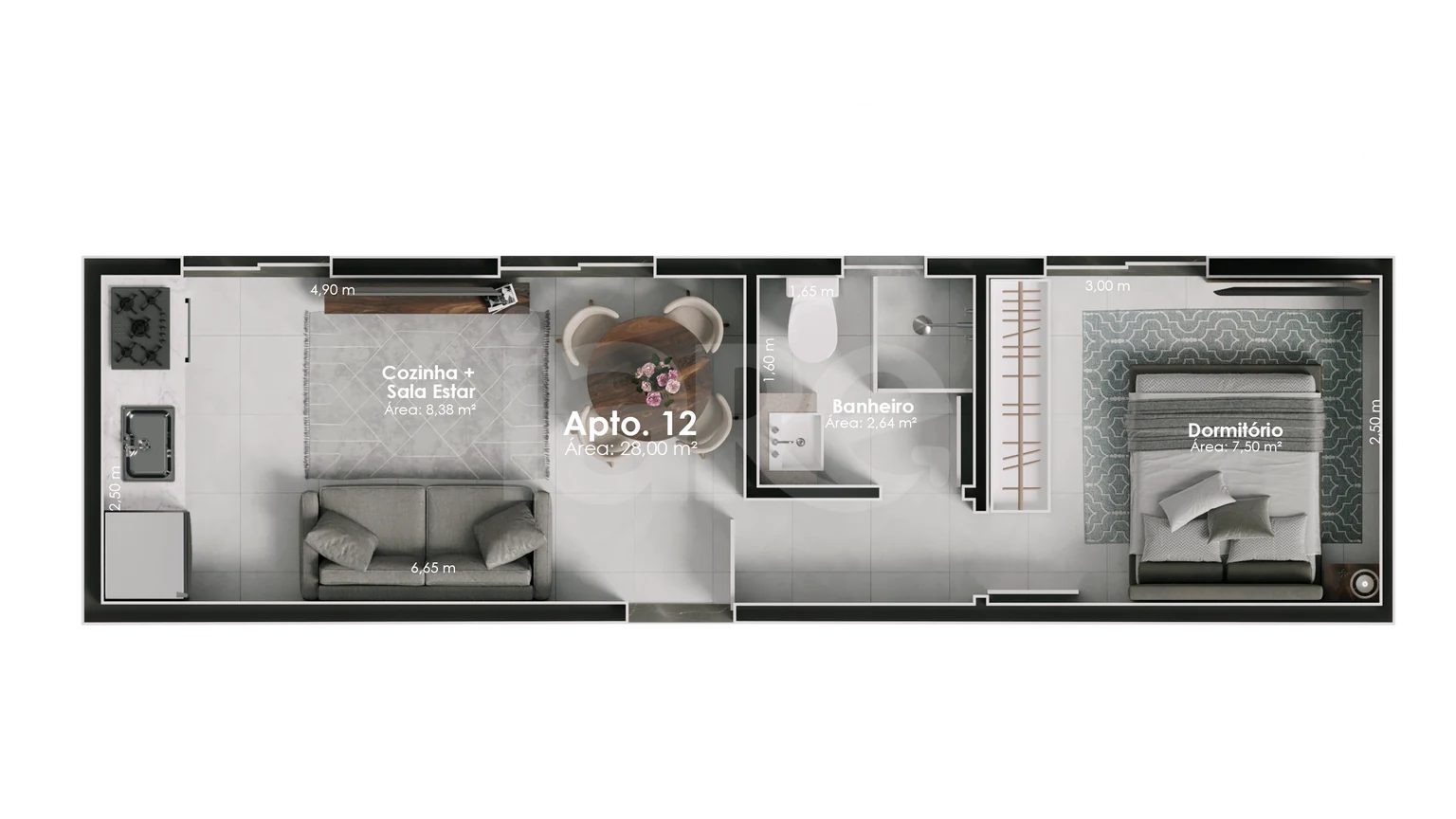 Planta — Apartamento 28 m²