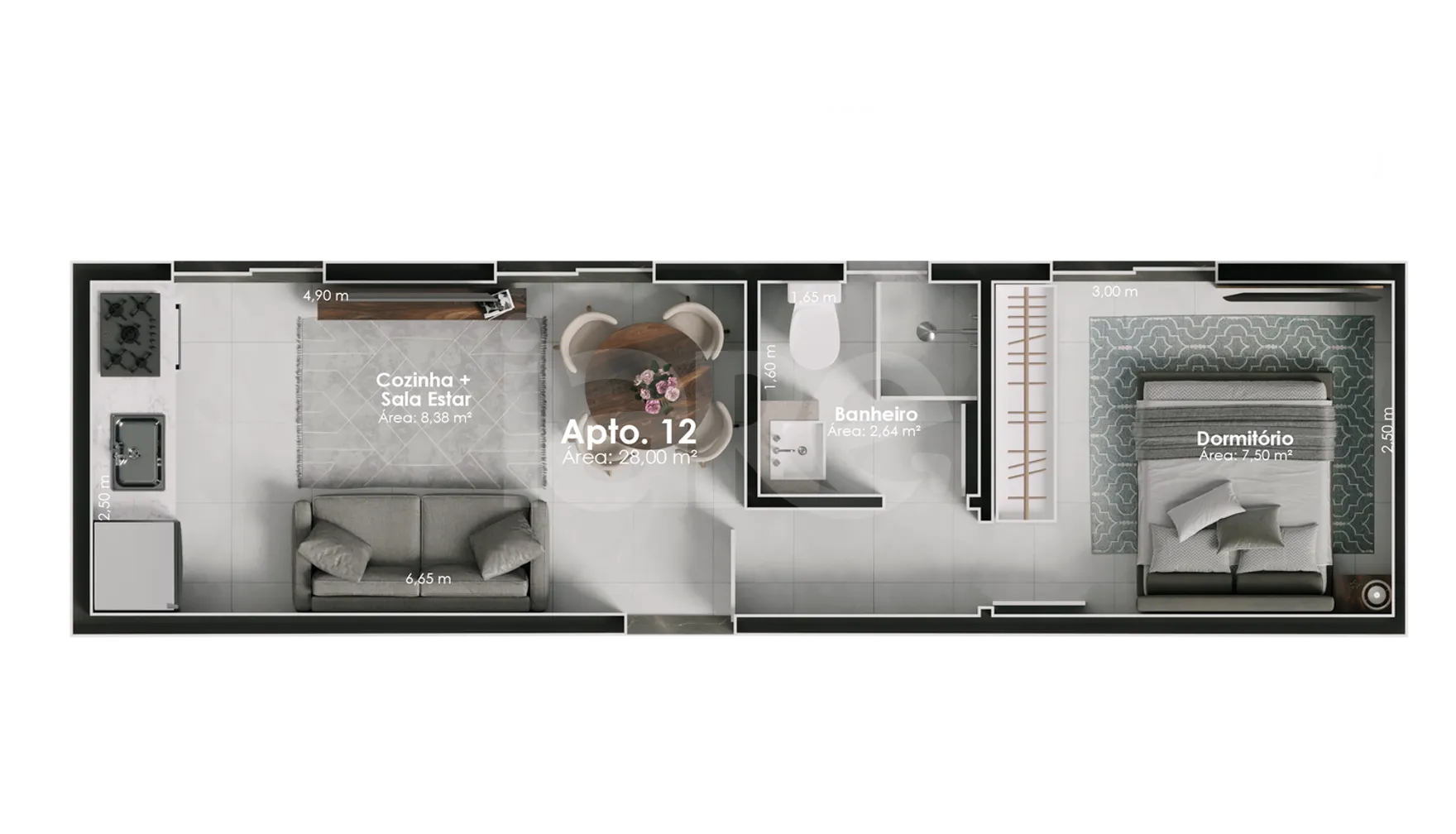 Planta — Apartamento 28 m²