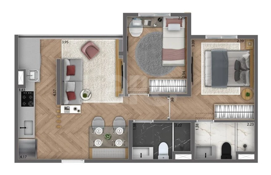 Planta — Apartamento 46,66 m²