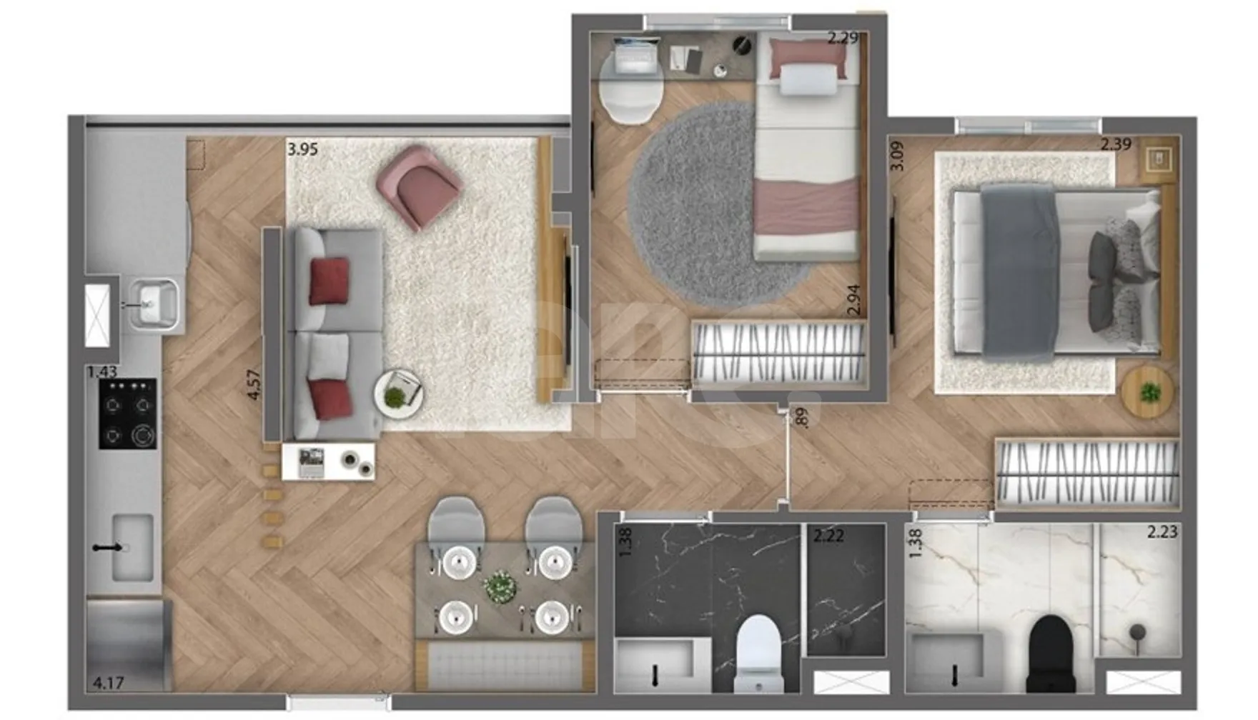 Planta — Apartamento 46,66 m²