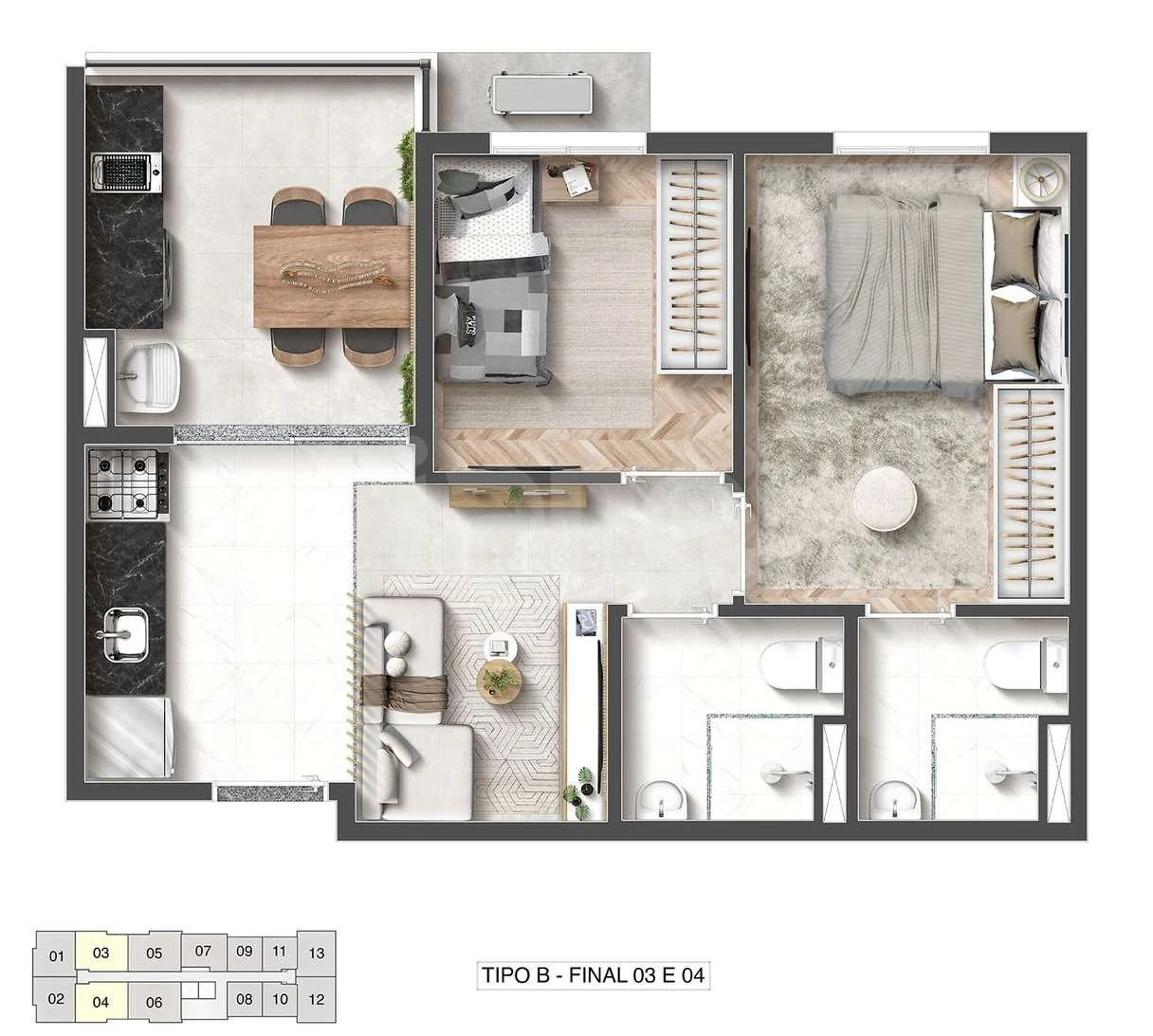 Planta — Apartamento 42,48 m²