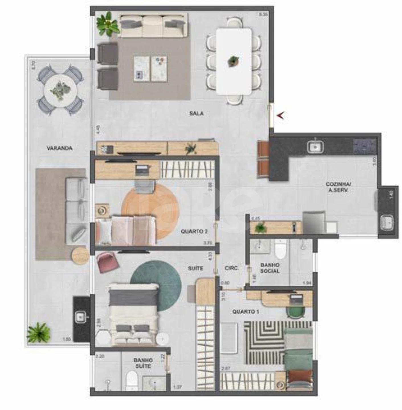 Planta — Apartamento 103,84 m²