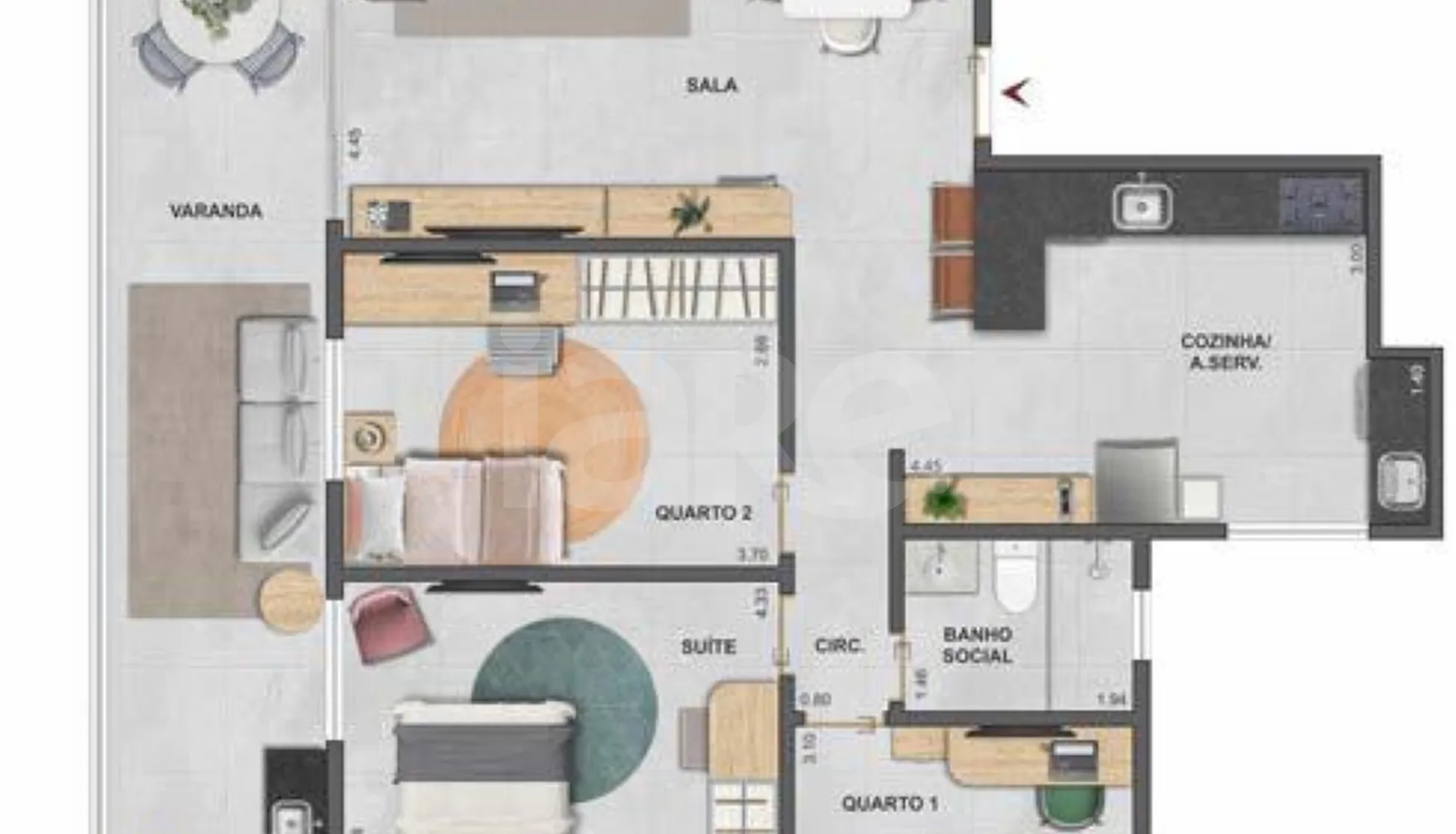 Planta — Apartamento 103,84 m²
