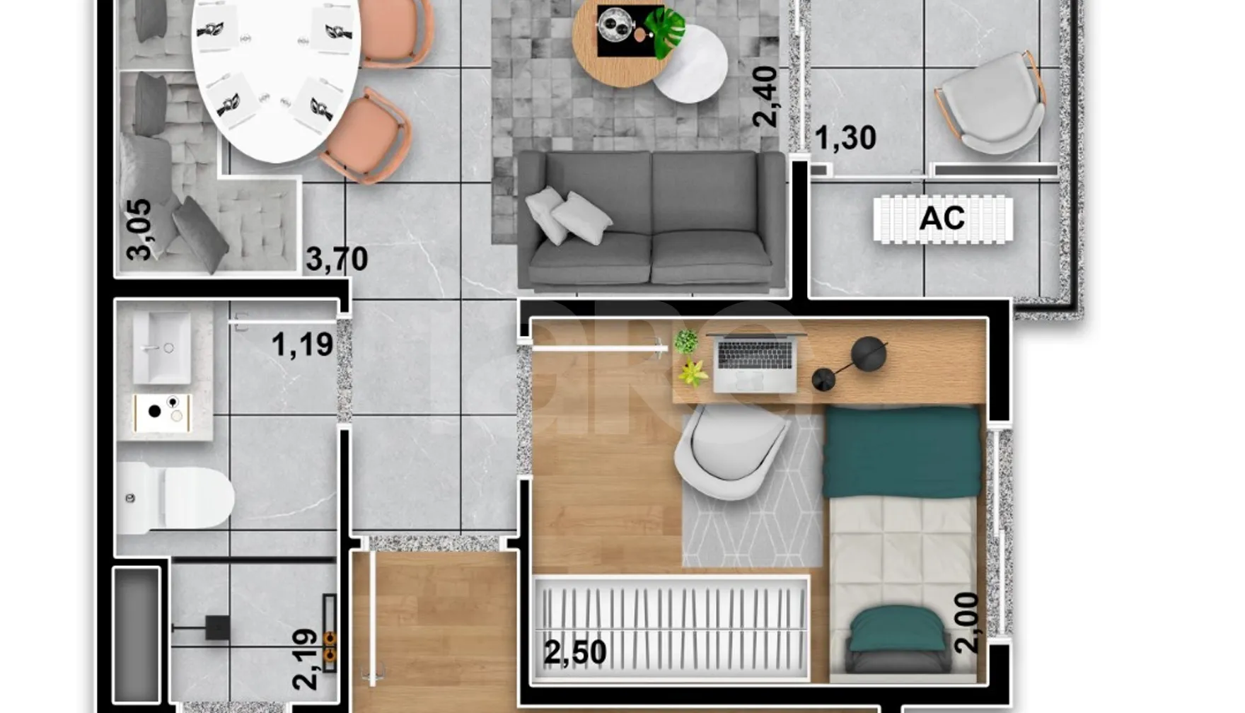 Planta — Apartamento 40,85 m²