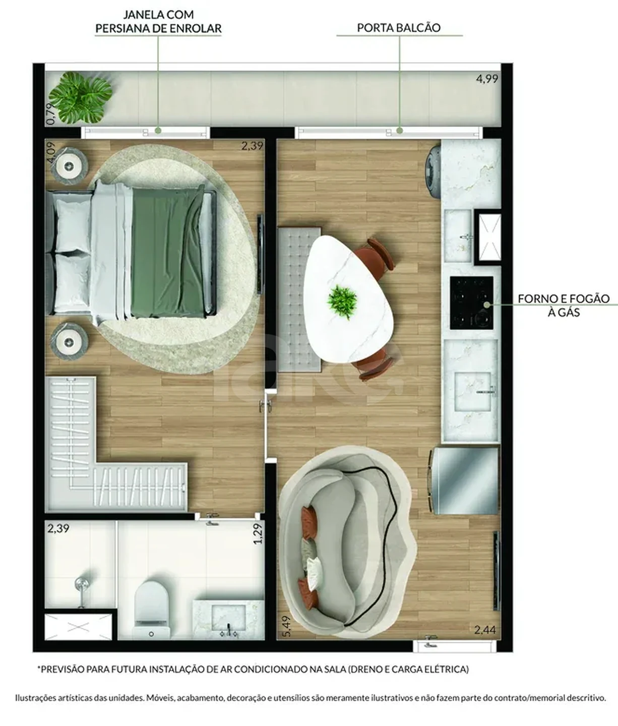 Planta — Apartamento 32,98 m²