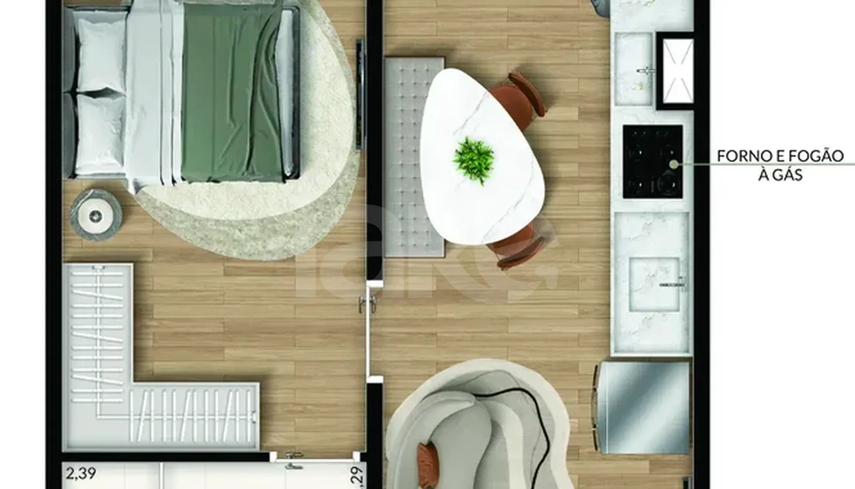 Planta — Apartamento 32,98 m²