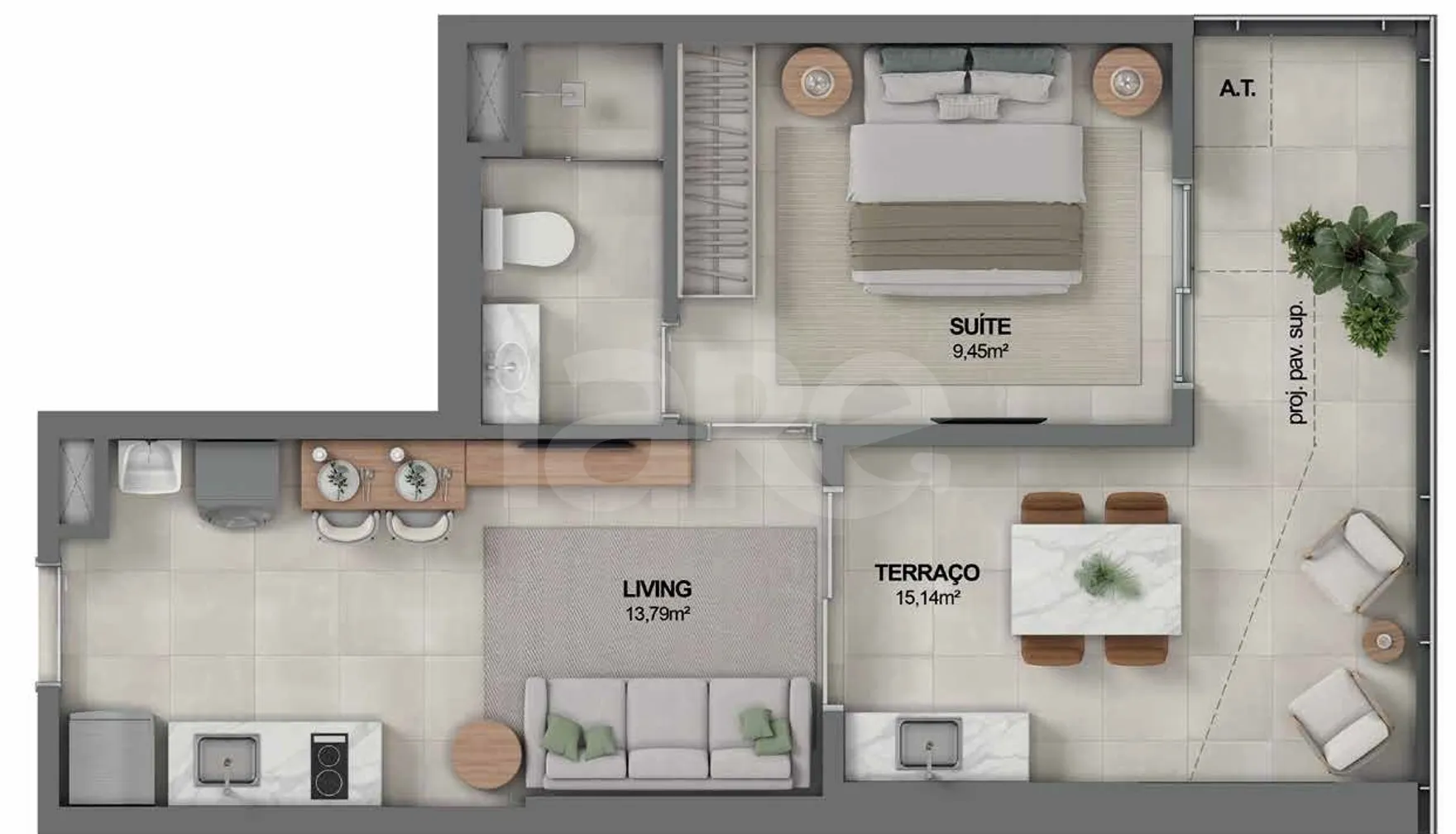 Planta — Garden 46,61 m²