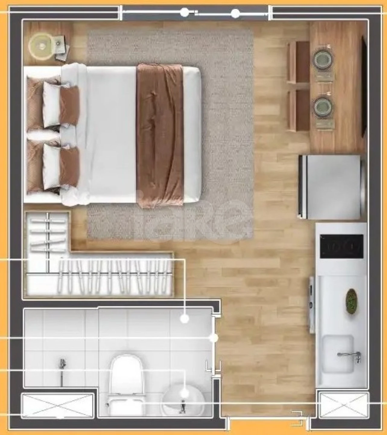Planta — Studio 16,85 m²