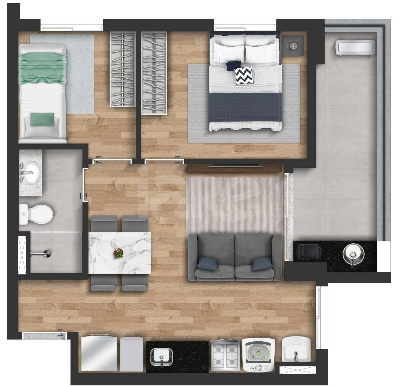 Planta — Apartamento 43,63 m²