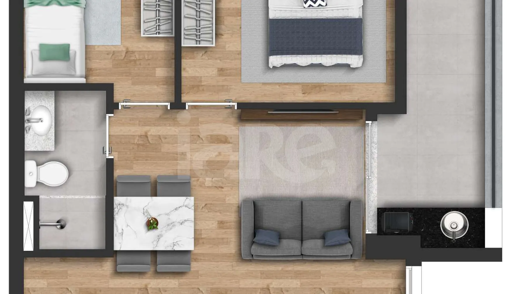 Planta — Apartamento 43,63 m²