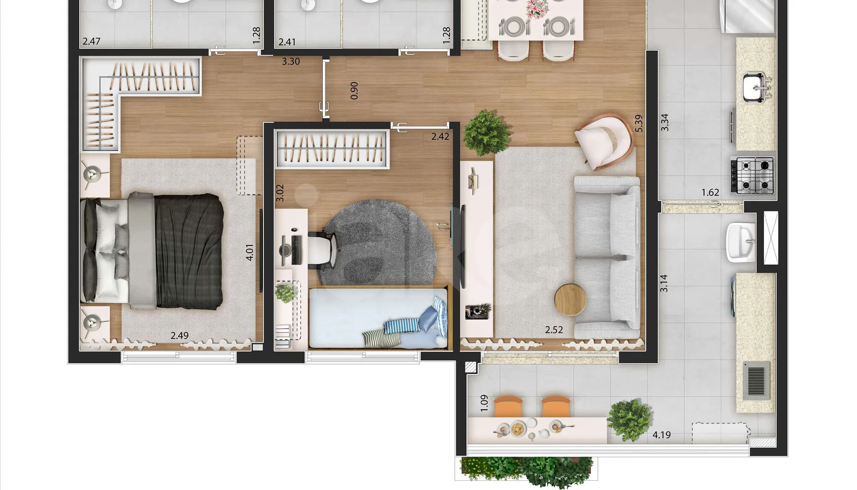 Planta — Apartamento 60,44 m²