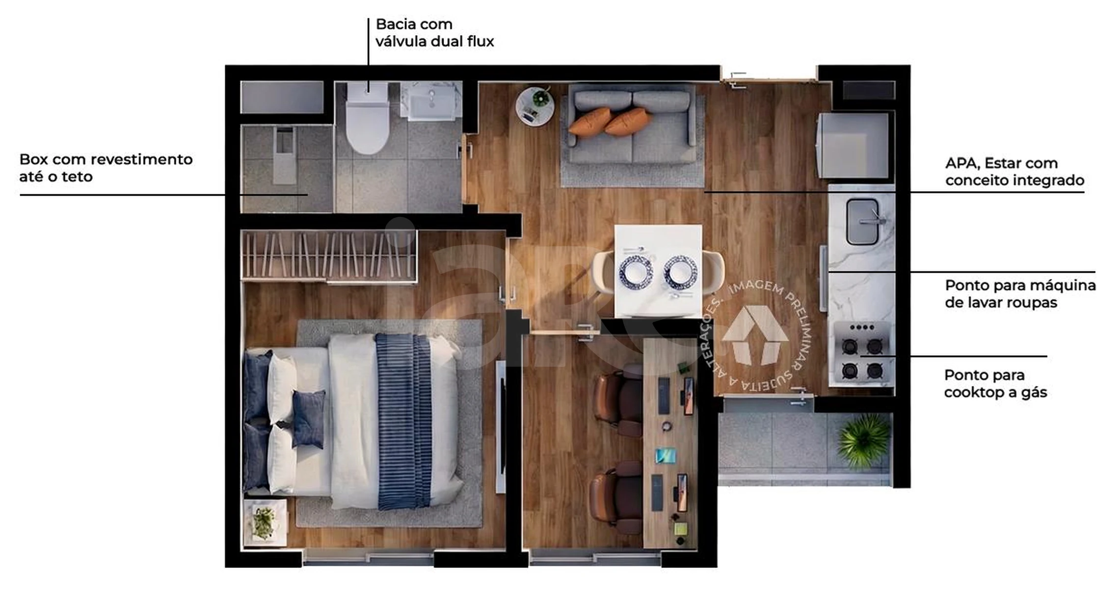 Planta — Apartamento 27,82 m²