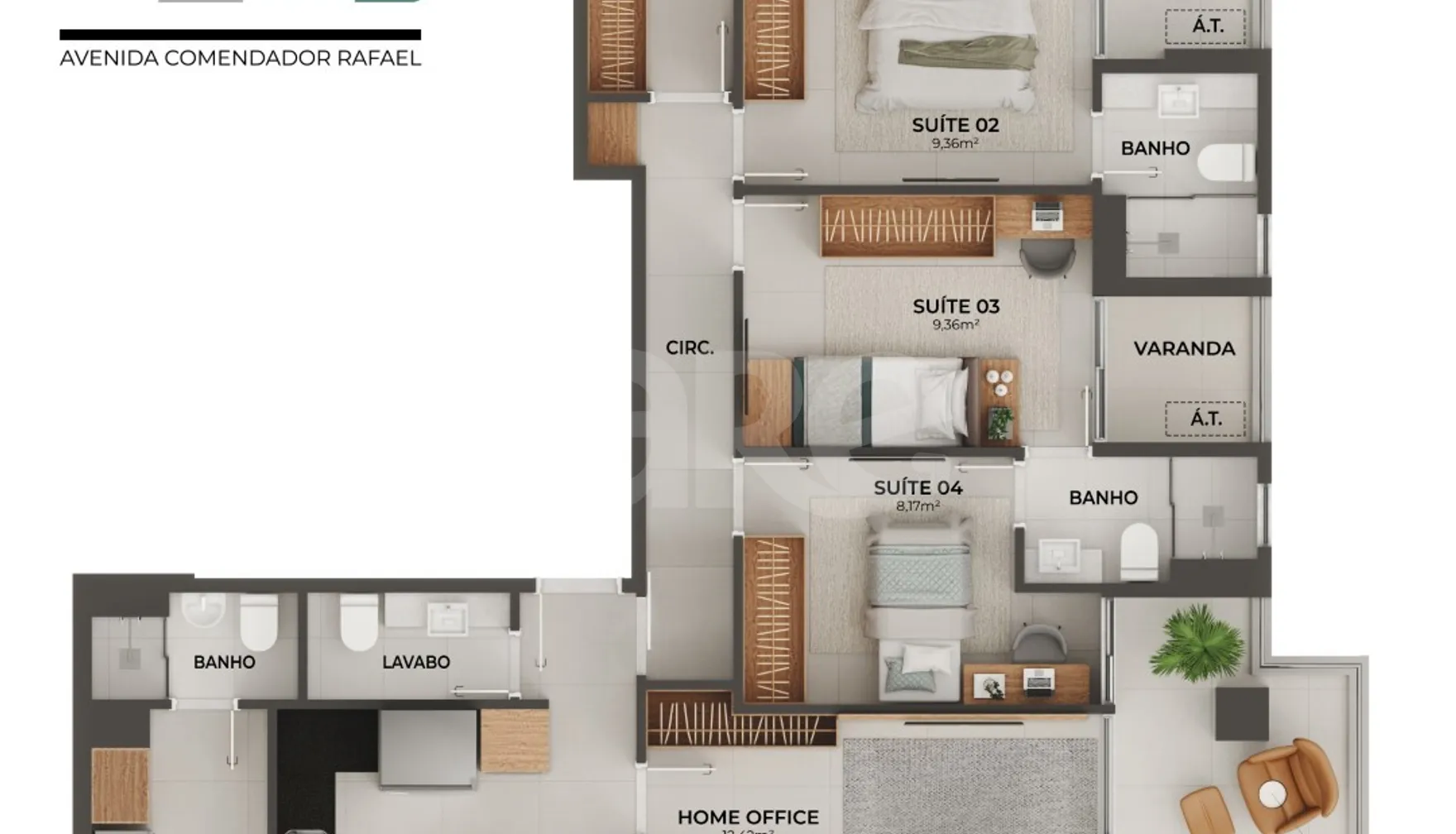 Planta — Apartamento 172,09 m²