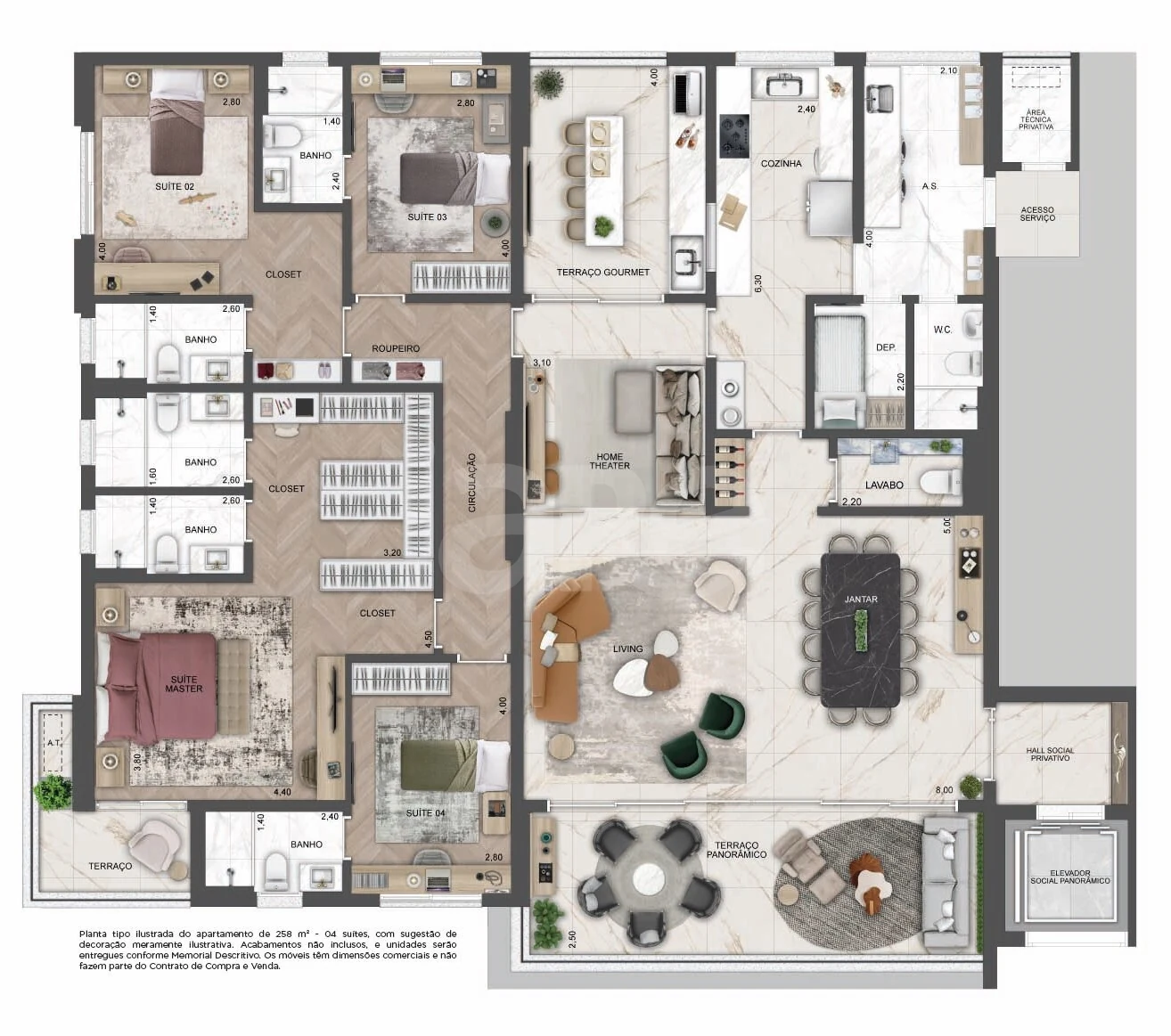Planta — Apartamento 258,31 m²