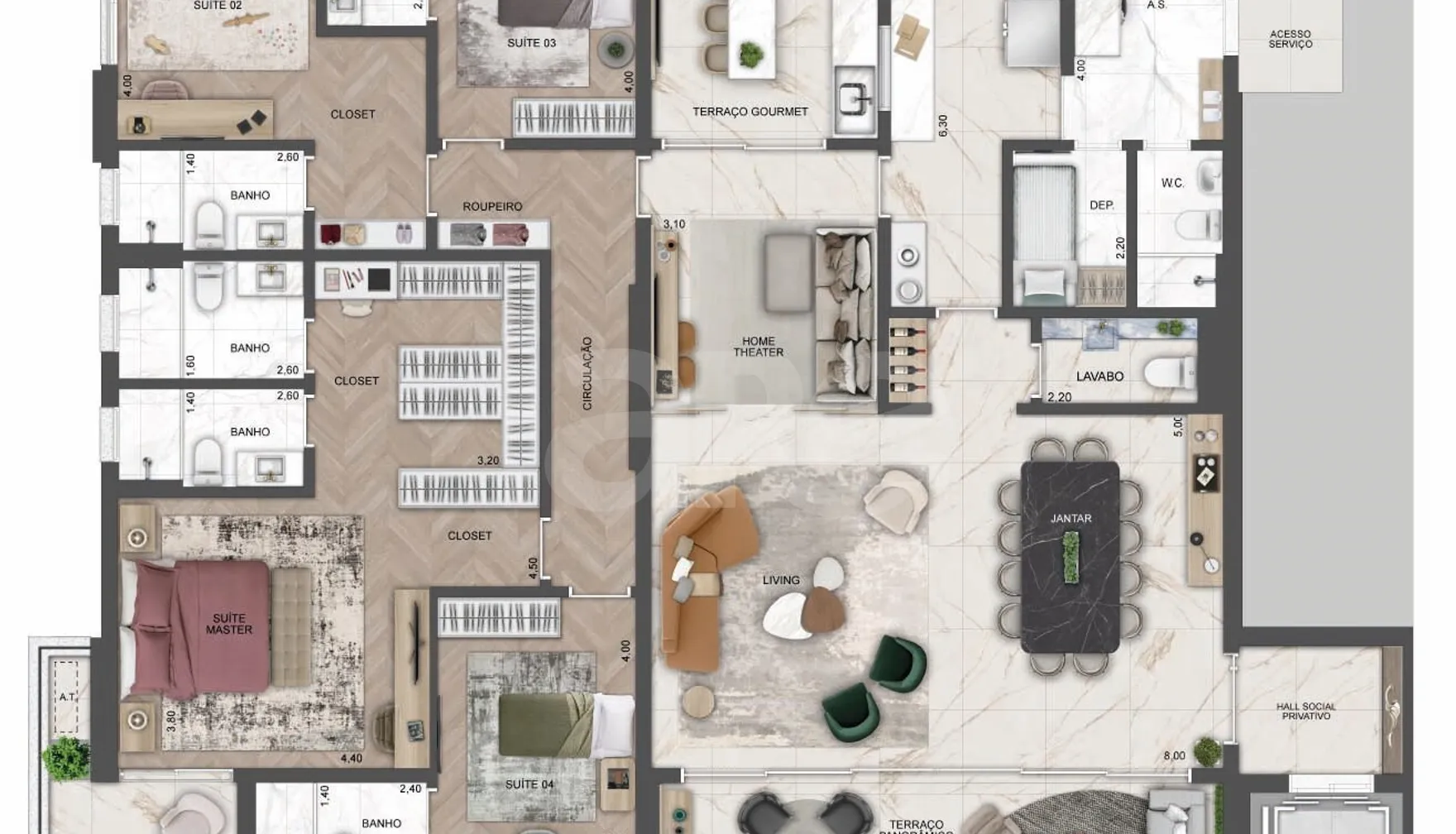 Planta — Apartamento 258,31 m²