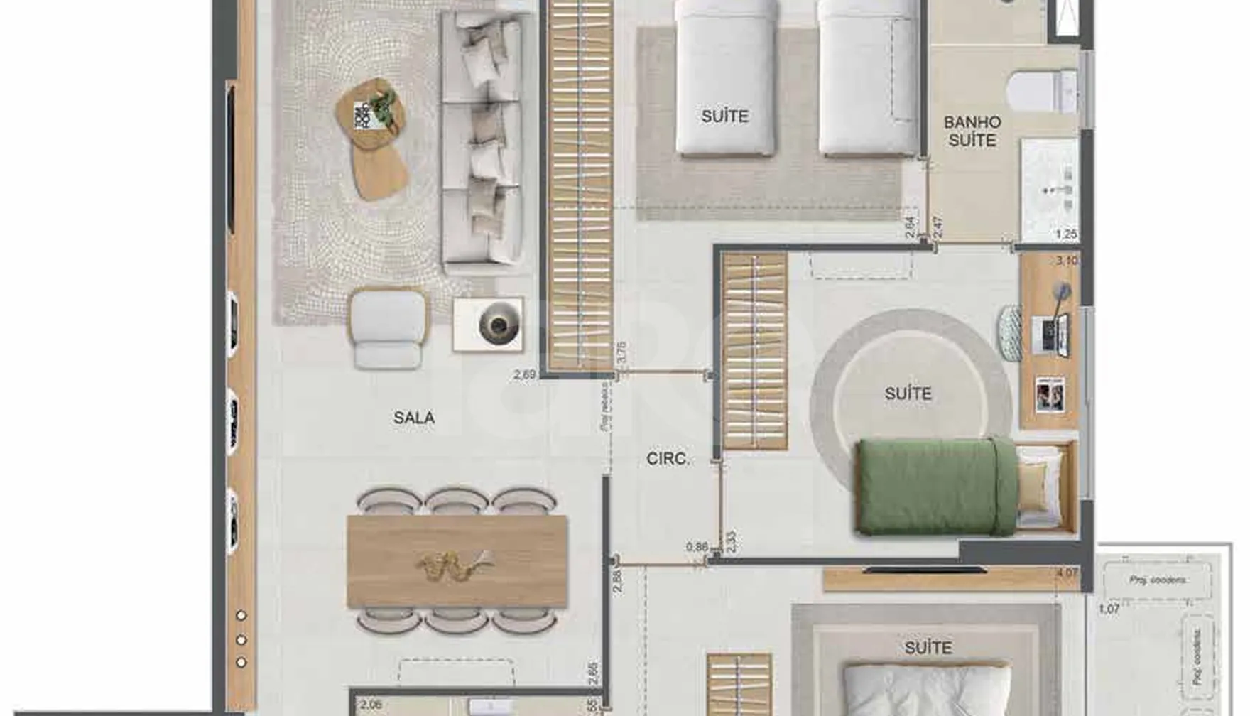 Planta — Apartamento 106,6 m²